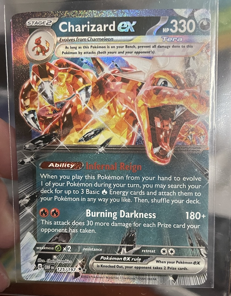 Pokemon Card - Error Major Miscut Charizard ex Paldean Fates 125