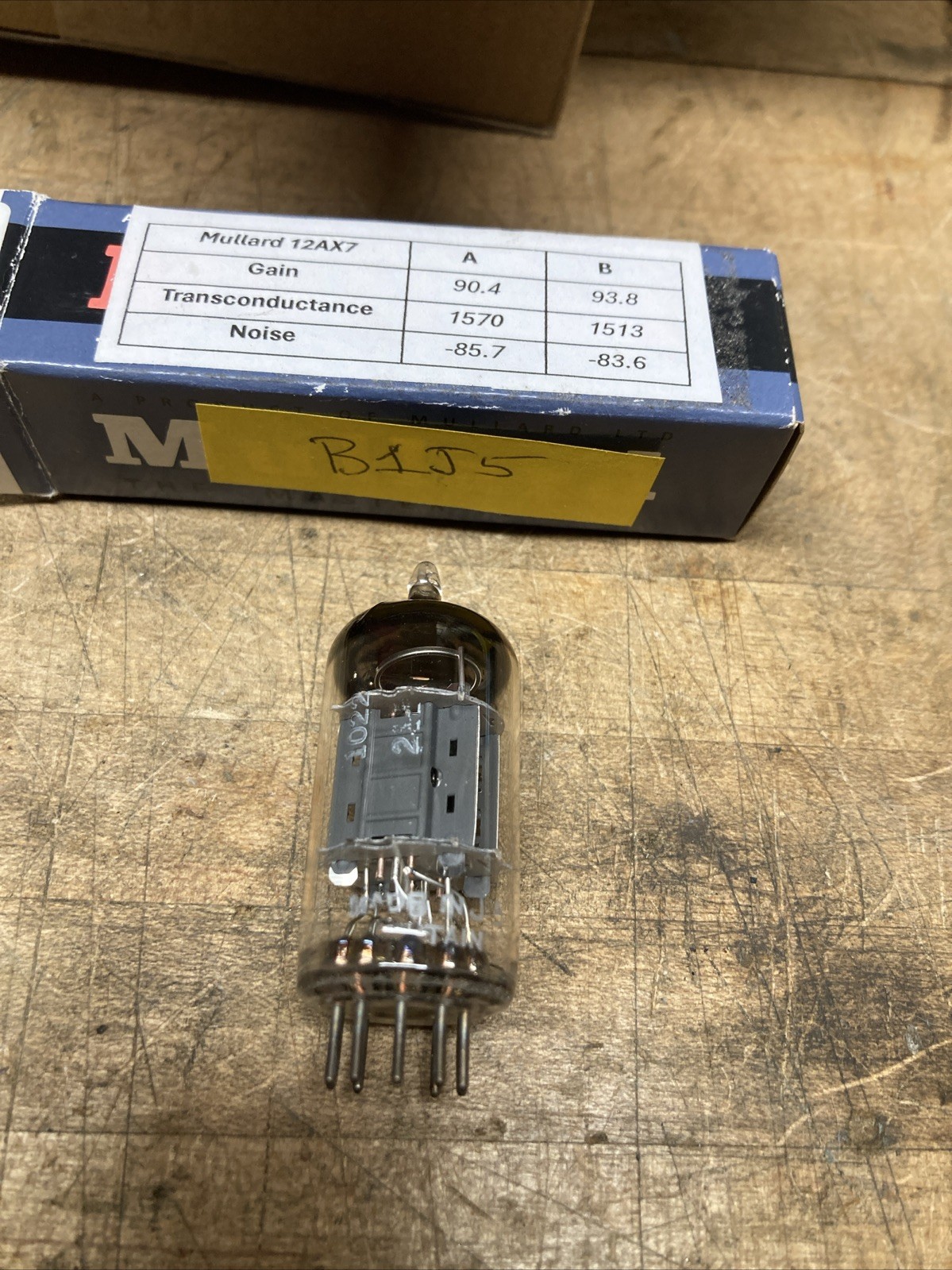 1961 Mullard 12AX7 ECC83 Tube Short Plate O getter. Maxi-Preamp 2 Tested.