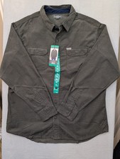 Eddie Bauer Corduroy Shirt Mens XL Long Sleeves NWT Olive Green Button Pocket