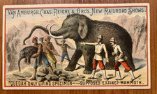 1800s circus trade card advertising Quedah the Extinct Mammoth