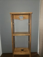 Vintage Wooden Country Floor 5 Shelf Heart Cutouts 34" x 14.5"