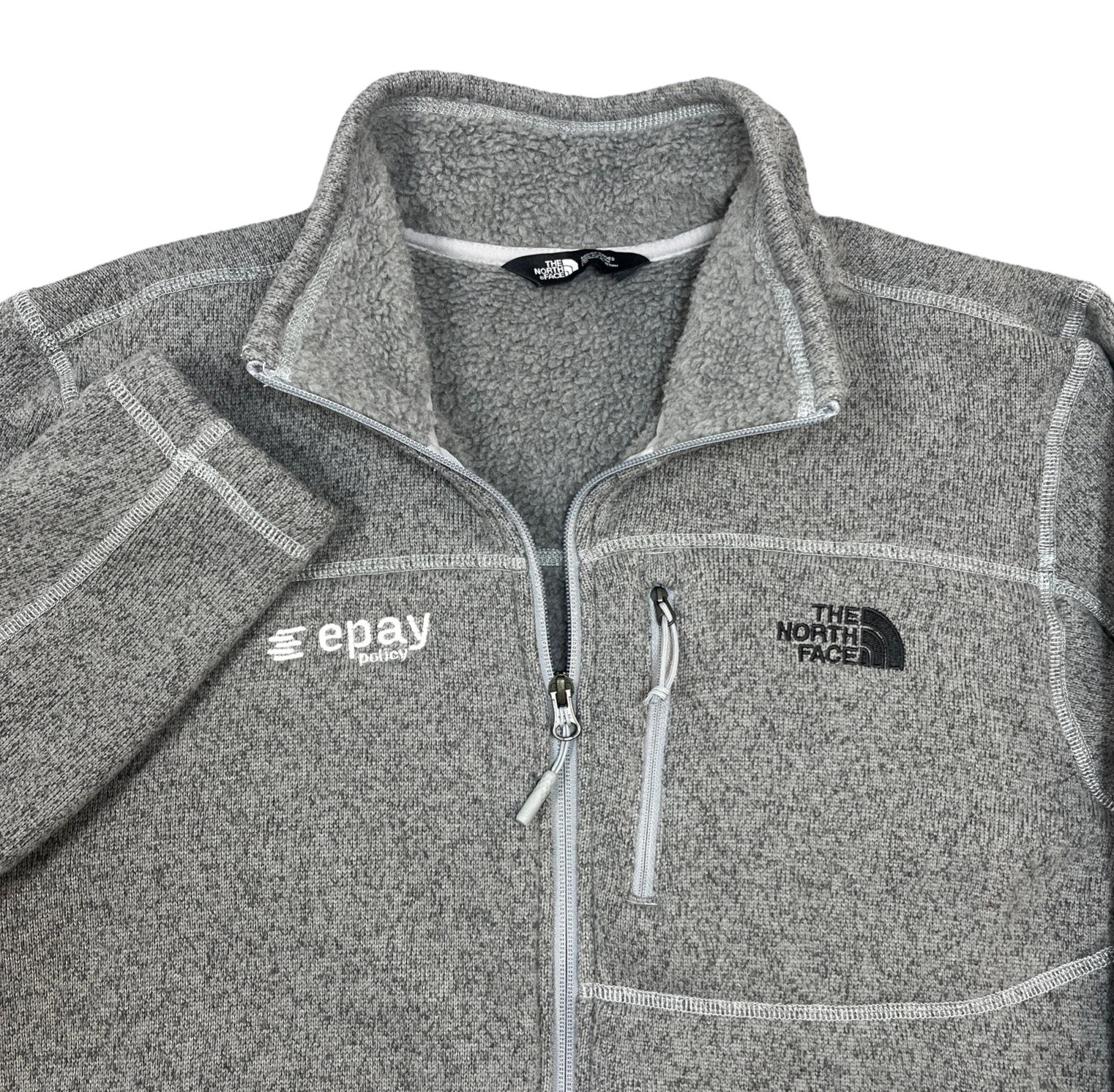 The North Face EPAY Mens Full Zip Long Sleeve Fleece Gray Sweater Jacket Large