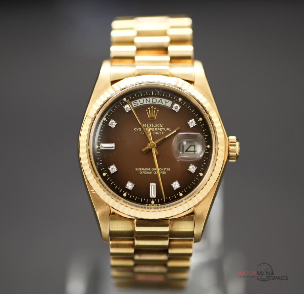 Vintage Rolex Day-Date 1803 18K YG - 36mm w/ Brown Vignette Diamond Dial #X25