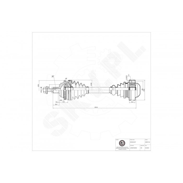 Arbre de transmission avant VW Transporter IV T4 cardan complet de rechange 701407271P