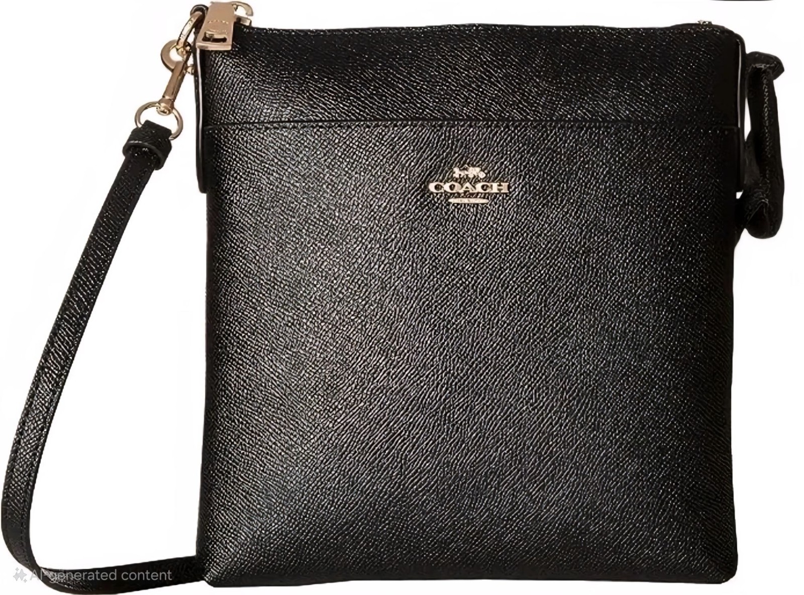 Coach V1009 Crossgrain Black Leather Kitt Zip-Top Crossbody Bag Authentic