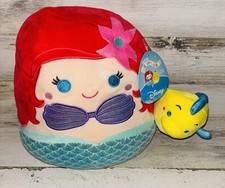 Kellytoy Squishmallows Ariel 10"  Flounder 4" Disney's The Little Mermaid New
