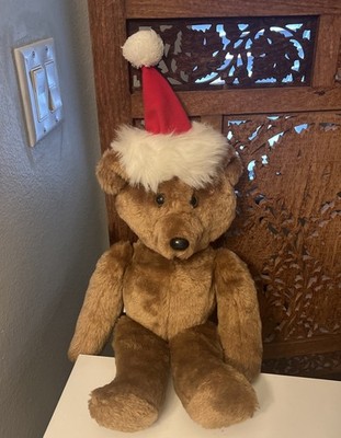 Vintage Hallmark 1984 Beau Bear Plush With Christmas Santa Hat 14 inch Animal