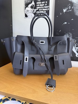 NWT Balenciaga Bel Air Carry All Bag Small-Grey Smooth Calfskin-Authentic $4300