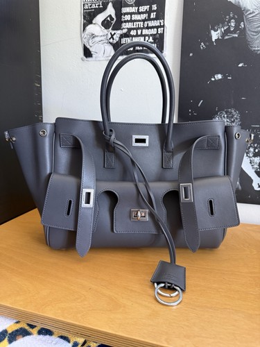 NWT Balenciaga Bel Air Carry All Bag Small-Grey Smooth Calfskin-Authentic $4300