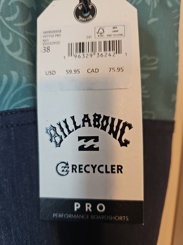 Billabong Pro Performance Boardshorts Pro Stretch Quick Dry PFC-Free Sz 38 - Picture 4 of 5