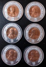 1959 Encased Keep Me and You Will Have Good Luck Pennies, Lot of 6