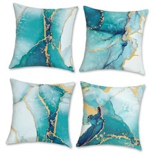 Turquoise Marble Throw Pillow Covers 18x18 Inch Set 18" x 18" Pack of 4 Teal