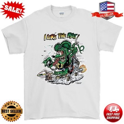 NEW White Rat Fink ''I Like the Rat'' T-Shirt S To 5XL