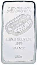 10 oz Silver 999 Classic-Hotdog - Adamo Metals 76.61 per troy oz