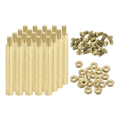 M3 Male Brass Hex Spacer Standoffs Screws Nuts, 20 Set Hex Column Screw Nut A...