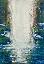 Original abstract landscape painting "The Hidden Treasure", 5"x7"