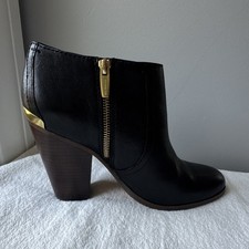 Coach Hattie Safari Leather Black Ankle Booti...