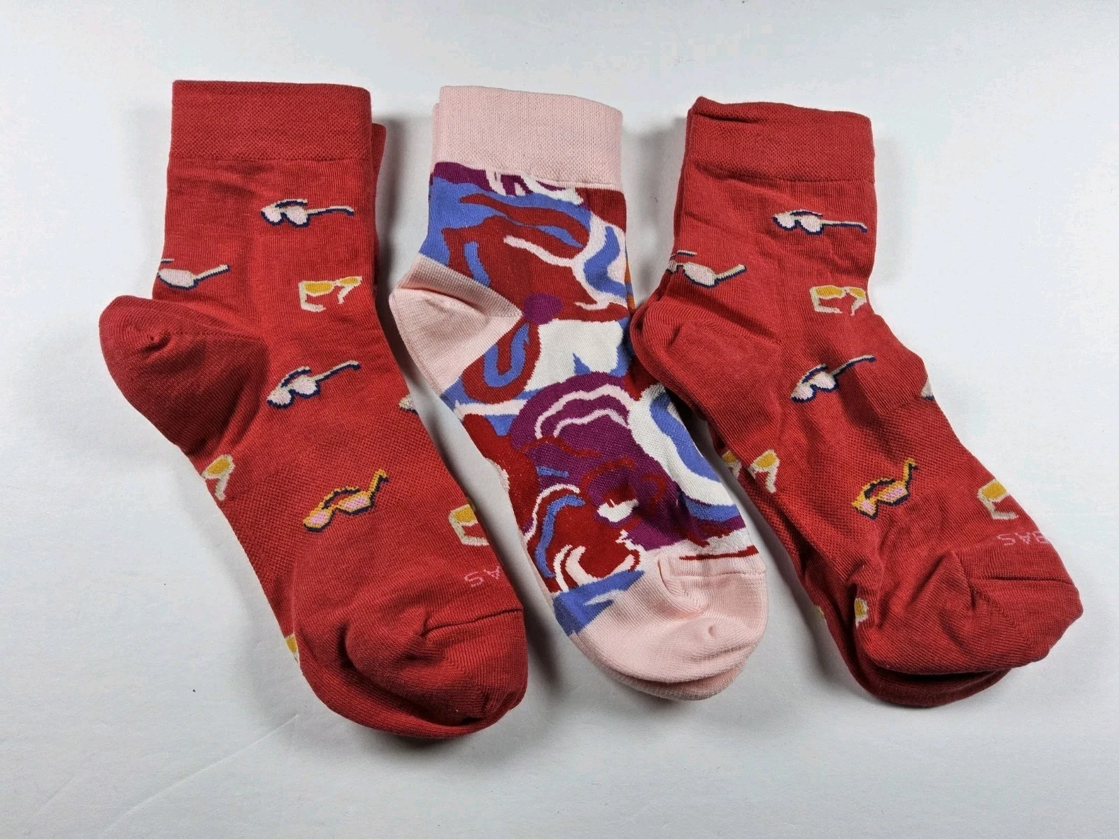 Bombas Lightweight Quarter Socks Lot Of 3 Pairs Floral Size M