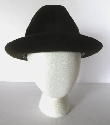 Knox New York Mens Fedora Hat Brown Soft Felt Size 7 1/8 Braid Feather in Box - Image 1 of 4