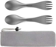 Titanium 2 in 1 Fork and Spoon Combo 2-Pack Ultra Lightweight Camping Utensil