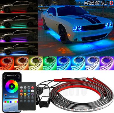 8 Color LED Strip Under Car Truck Tube Underglow Underbody System Neon Light Kit