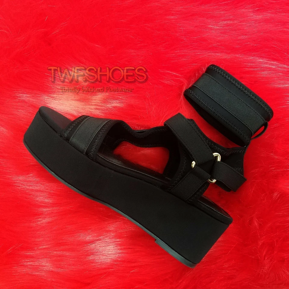 Pazzle 2" Flatform Harness Strap Sandal Comfy New Shoe US 6-10 Black Restocked - Image 3 of 4