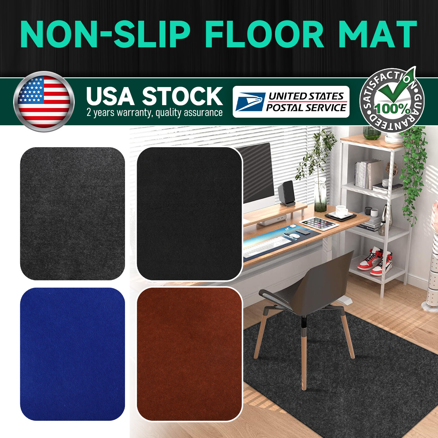 Non-Slip Office Chair Mat Protector for Hardwood Floors and Rugs-image