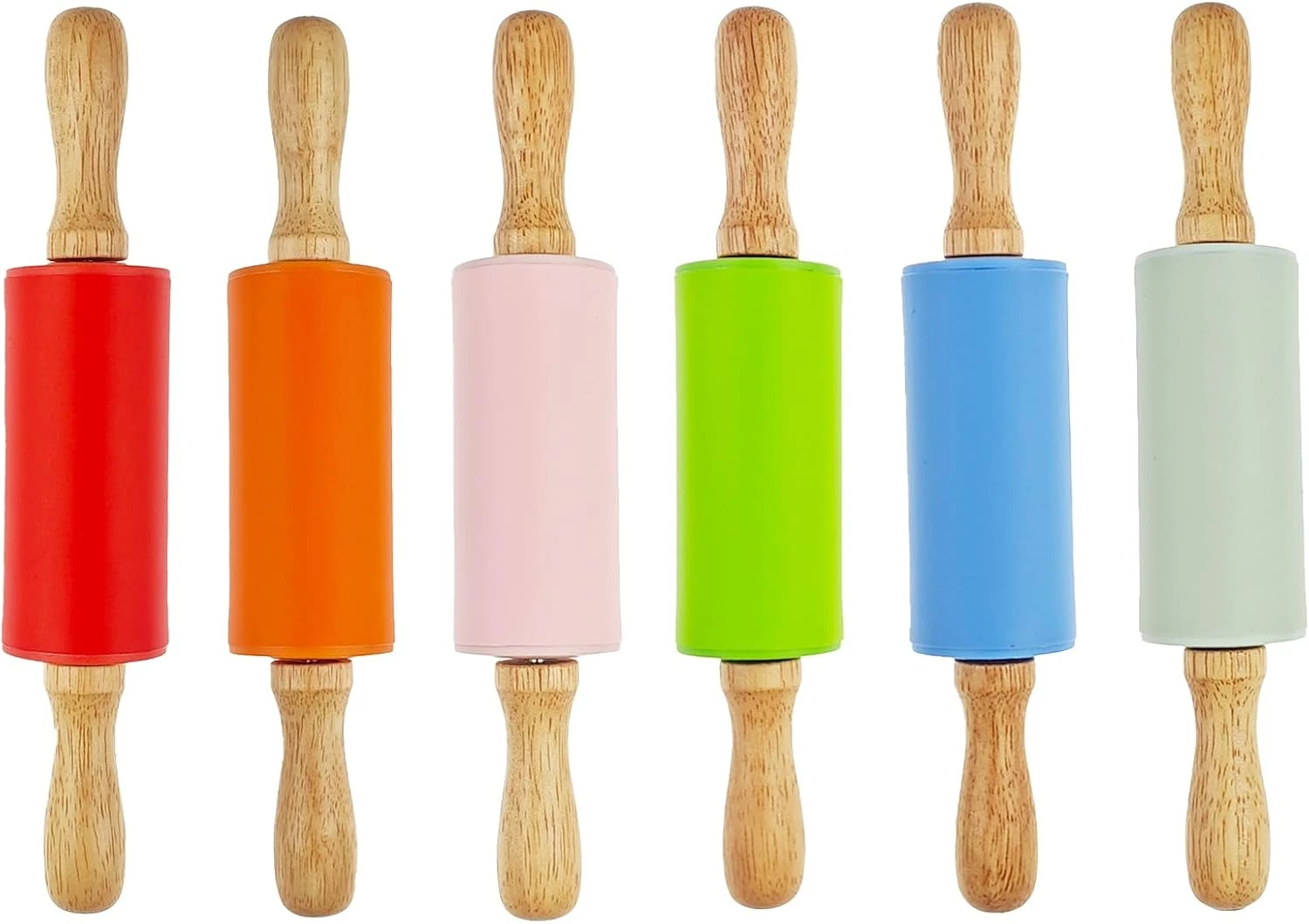 6 Pack Small Rolling Pin for Kids, Kids Rolling Pin for Home Kitchen (6 Colors)