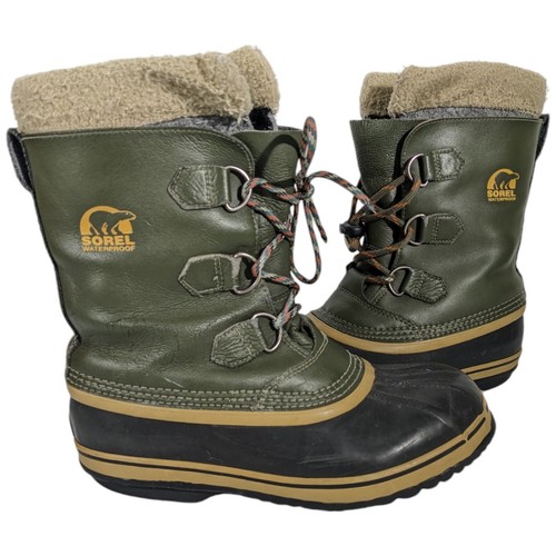 Kids Snow Sorel Boots Green with Fur Size 5 Youth YOOT PAC - Picture 2 of 19