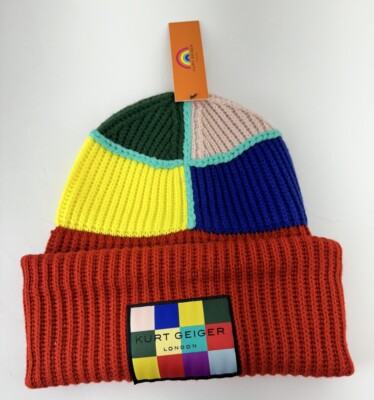 Kurt Geiger London Patchwork Rainbow Beanie Hat, NWT | eBay