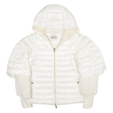 Marella Sport Womens Puffer Jacket Cream Hooded Uk 14