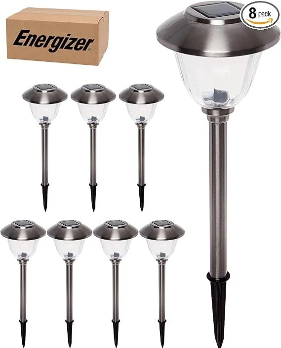 Energizer 8 Pack Solar Pathway LED Lights Outdoor-Stainless Steel 15 Lumen - Image 2 of 4