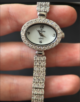 NEW 925 Sterling Silver Women's Quartz Watch - 3 Row CZ Tennis