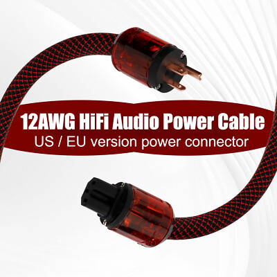 12AWG HiFi Audio Power Cable US EU Schuko AU IEC C13 C15 Plug OFC Copper Cord