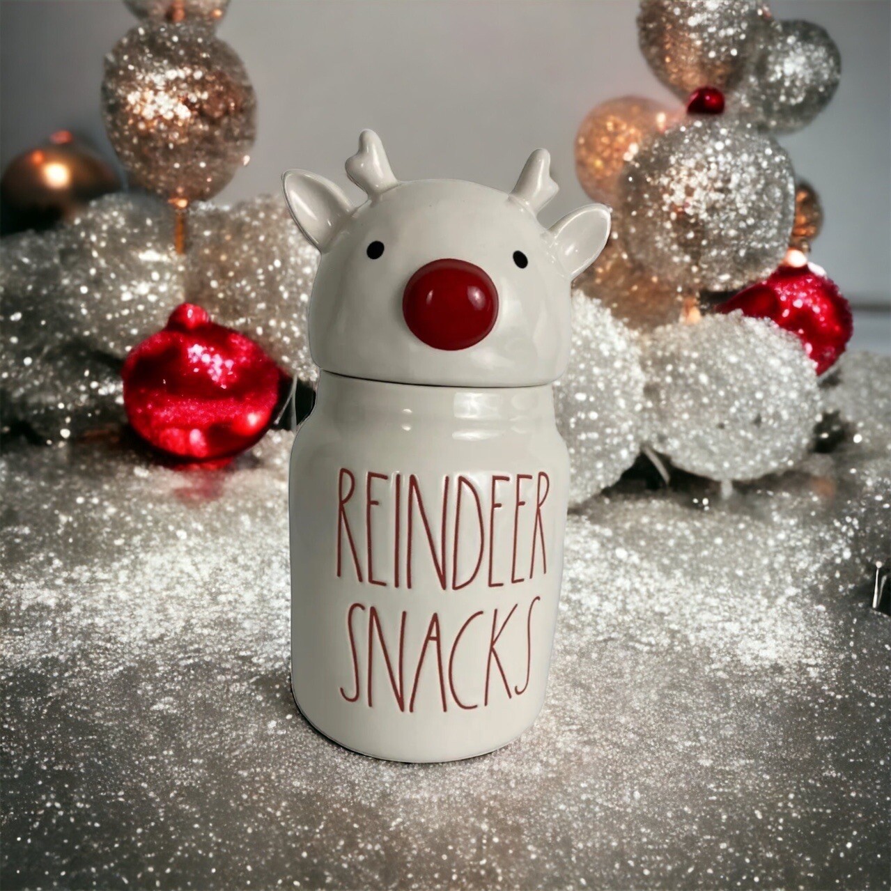 Rae Dunn “Reindeer Snacks“ Christmas Rudolph Baby Canister W Reindeer Topper NEW eBay