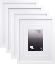 Egofine 11x14 Picture Frames Made of Solid Wood 4 PCS White Covered by Plexiglas