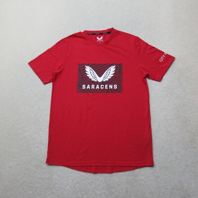 Castore Saracens T-Shirt Mens Medium Red Sportswear Rugby Union Casual NWOT