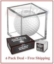6 BCW Golf Ball Display Cases Clear Plastic 2 Part Cube Square Holder Autograph
