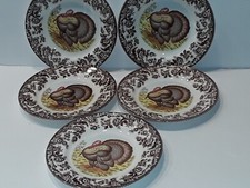 SPODE WOODLAND TURKEY 5 SALAD PLATES 7.75" NEW.