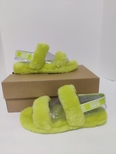 Kids UGG K Oh Yeah Fluffly Comfy Sandals / Lime Green / 1115752K / Size 4