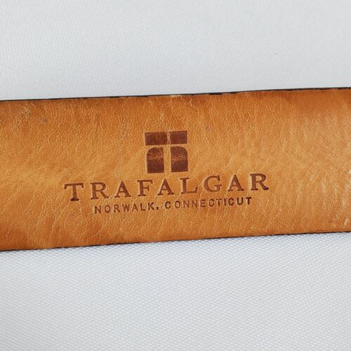 Trafalgar Mens Black Dress Belt Size 40 Embossed Italian Leather Handmade In USA - Picture 6 of 11