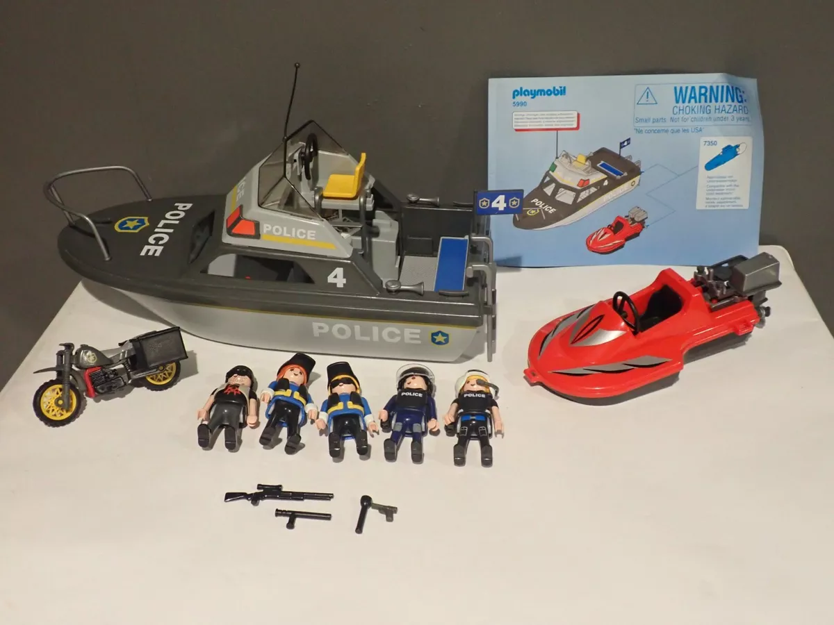 sesión Recomendado Esta llorando PLAYMOBIL CITY ACTION 5990 BARCO DE POLICÍA, MOTOCICLETA, HELICÓPTERO  ~incompleto~ | eBay