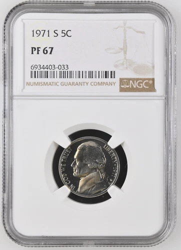 1971 S Proof Jefferson nickel by NGC PF 67