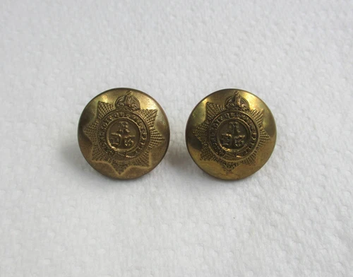 2x UK Army:"1st KING'S DRAGOON GUARDS BRASS BUTTONS" (Small, 19mm, WW1-WW2 Era)