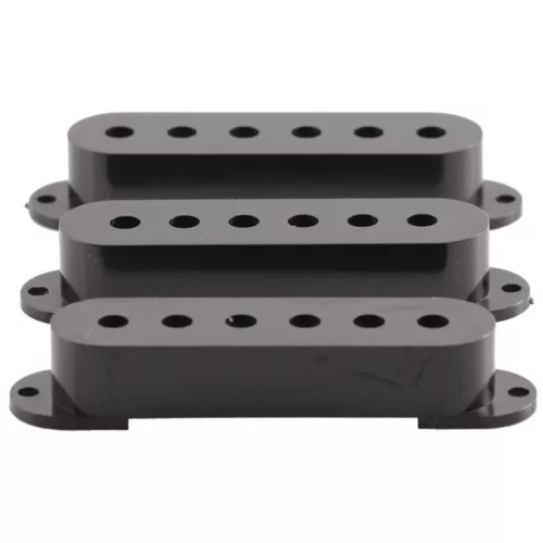 Black Single Coil Pickup Covers for Fender Strat Guitar - Pack of 3