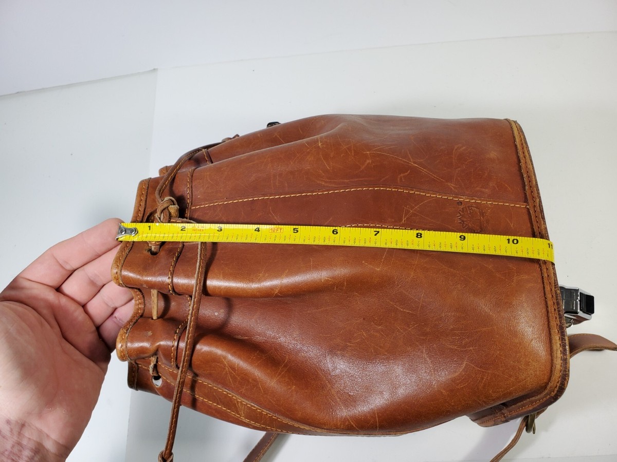 Vintage Timberland Drawstring Shoulder Bag Brown Leather Made in 