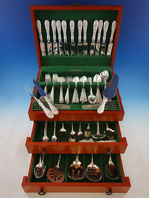 Rose by Stieff Sterling Silver Flatware Set for 12 Service 118