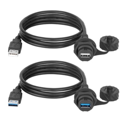 USB 2.0 Socket Male to Female Extension Cable Waterproof Panel Mount