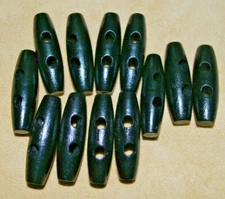 6 or 12 pieces BLACK Wooden Toggle buttons 1 3/8" Sweater/Jacket/Vest