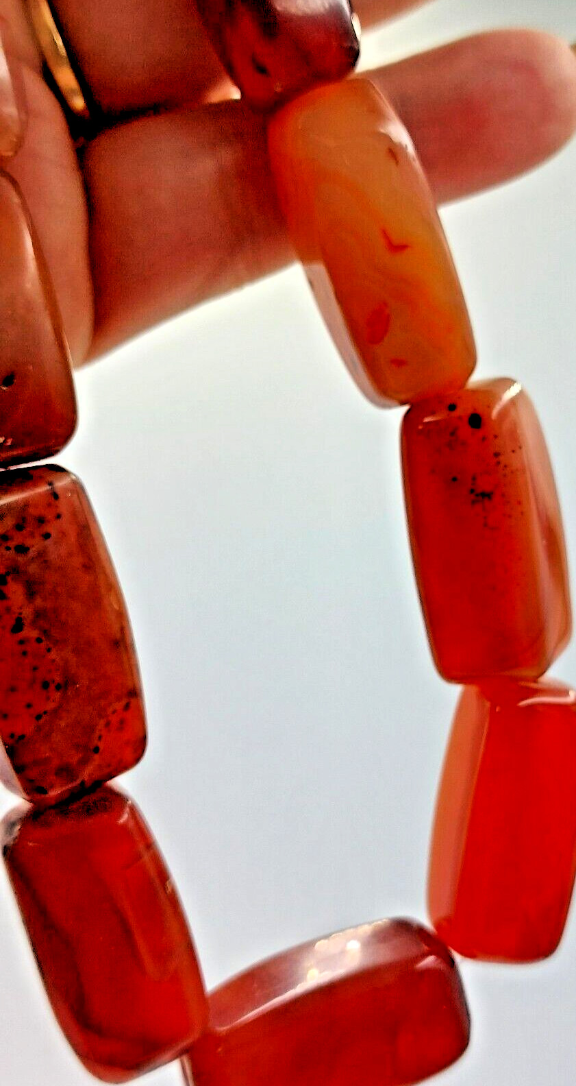 Vtg. Statement Bold Rectangular Bead Natural Carn… - image 6